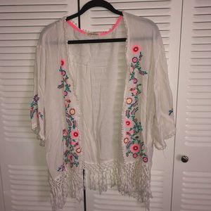 White with floral detail cardigan